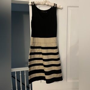 The Limited sleeveless black and tan striped dress